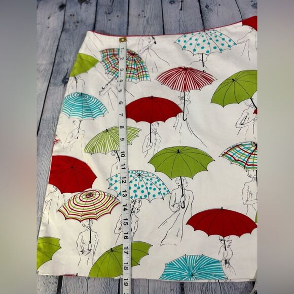 ITW Claude Brown Umbrella Graphic Multicolor Fun Teacher Preppy A-Line Skirt 6 - Picture 10 of 10